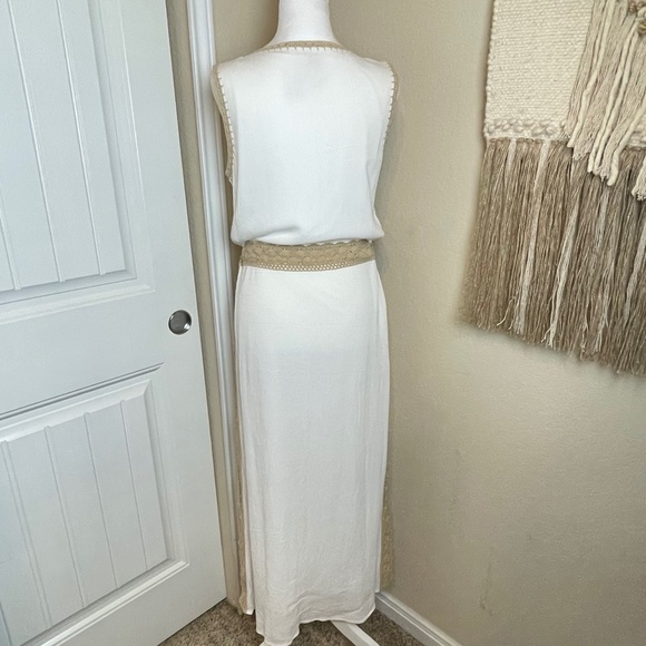 CHICO'S Crochet Detail Maxi Dress Grecian Travel Resortwear Light Flowy - Picture 5 of 6